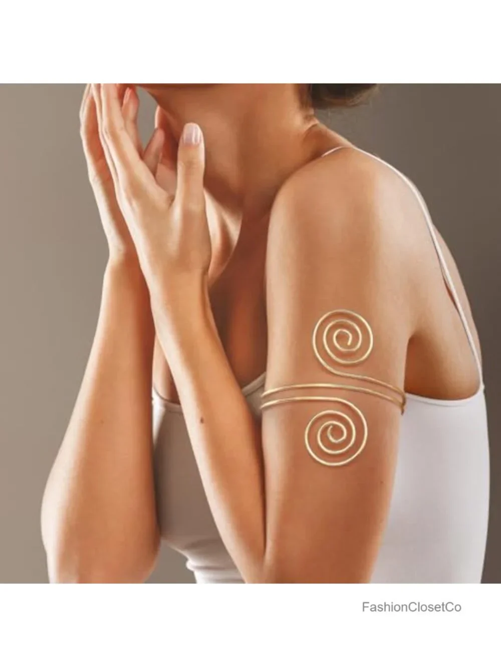 8pcs Gold Silver Arm Cuff Bracelet Set Adjustable Coil Swirl Armlet Stackable